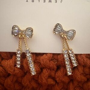 Chic Gold and Silver Bow Earrings
